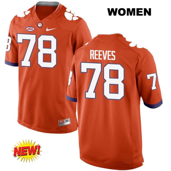 Women's Clemson Tigers #78 Chandler Reeves Stitched Orange New Style Authentic Nike NCAA College Football Jersey TWI2546WW